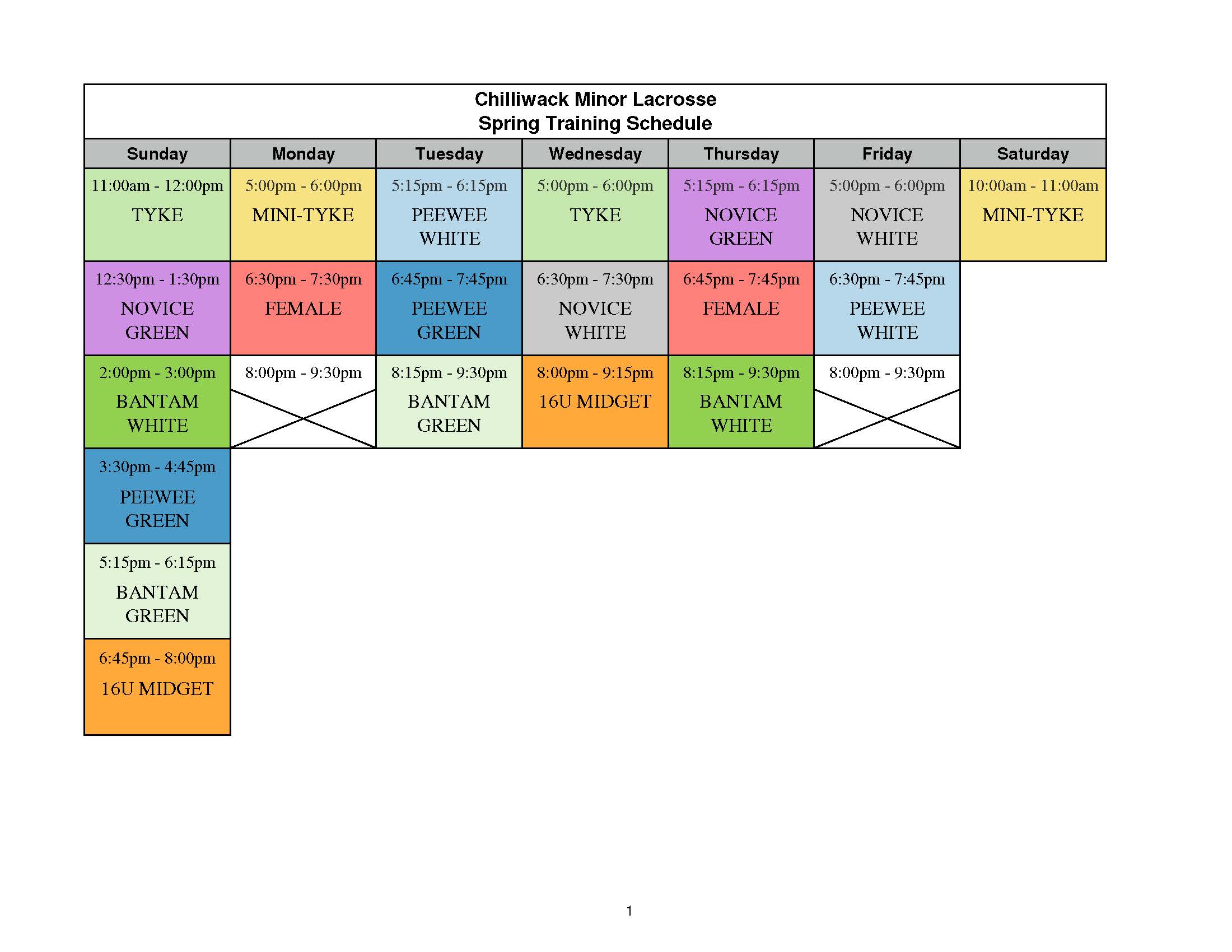 Schedule by Team 04-01-21 Schedule by Team 04-01-21