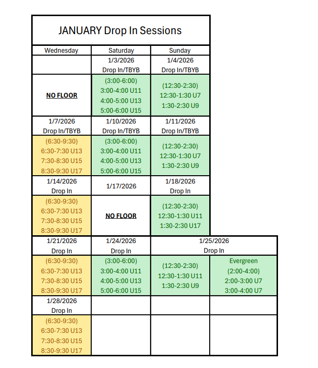 Jan Schedule